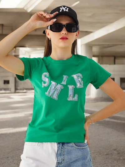 Blouse en coton Royalfashion pour femmes avec l'inscription