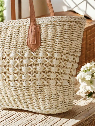Royalfashion Grand sac en paille pour femmes
