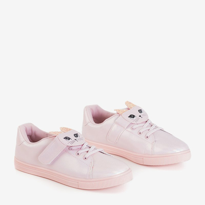 Baskets enfant rose clair avec chaton Atlasana - Chaussures
