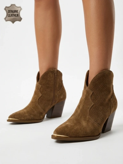 Bottines de cowboy pour femmes en cuir naturel Nilof