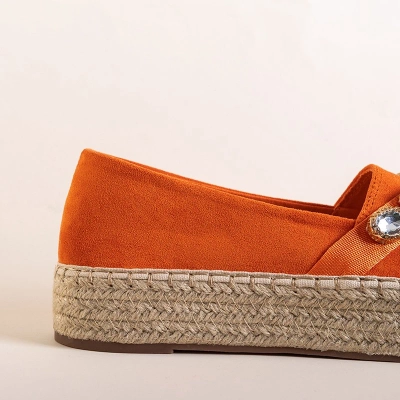 OUTLET Espadrilles femme orange avec cristaux Erilla - Chaussures