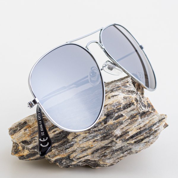 Lunettes de soleil à monture argentée femme - Lunettes