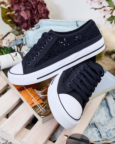 Baskets ajourées Callista bleu marine pour femmes avec semelle plate