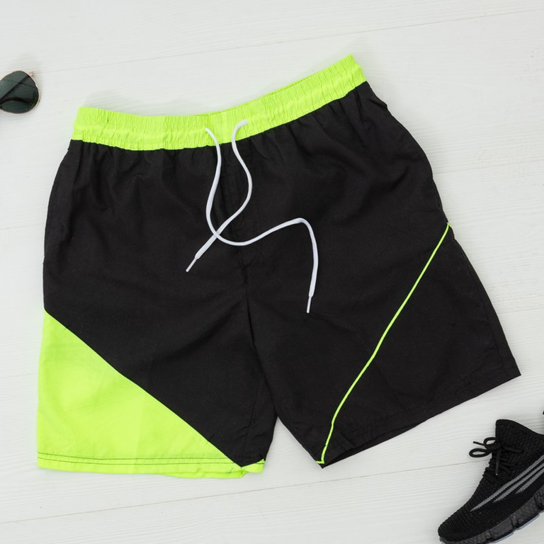Shorts de sport noirs et jaunes pour hommes - Vêtements