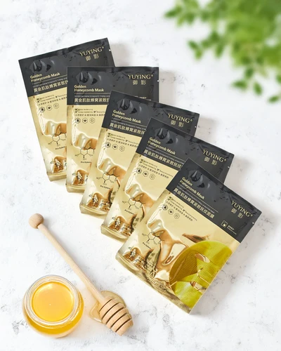 Masque en feuille dorée avec structure en nid d'abeille 28g