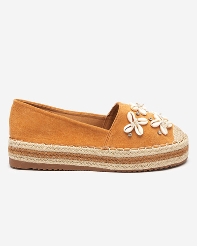 Espadrilles femme marron clair avec décorations Izira - Chaussures