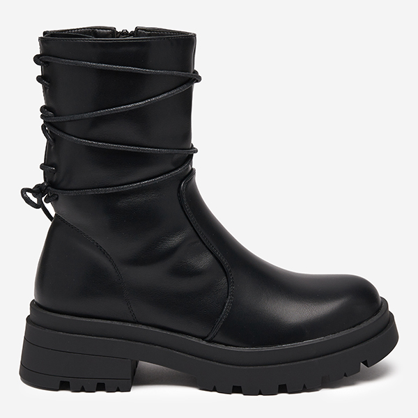 OUTLET Bottes noires pour femme sur semelle épaisse avec liseré décoratif Joelis - Footwear