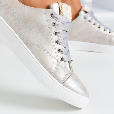 Sneakers gris clair ornées de perles Palivia - Footwear 1