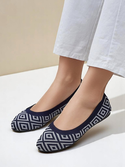 Royalfashion ballerines pour femmes en tissu à imprimé géométrique Métrique