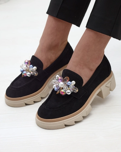 Mocassins ajourés noirs pour femme Peloga- Footwear