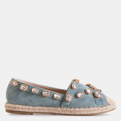 OUTLET Espadrilles femme vertes avec cristaux Wamba - Chaussures