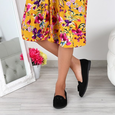 Czarne mokasyny z frędzlami Fritza- Obuwie