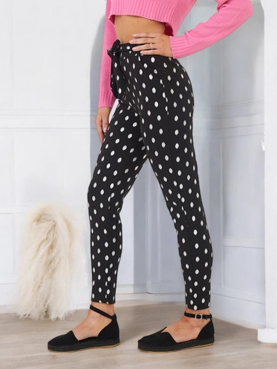 Tregging femme noir à pois argentés - Vêtements