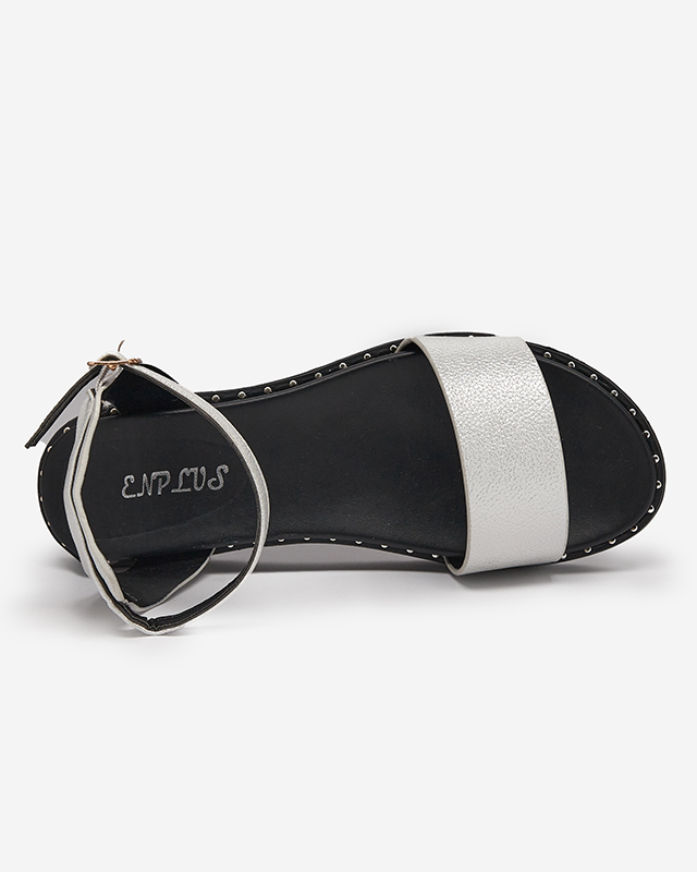 OUTLET Sandales en cuir écologique pour femme argentées à paillettes Delika - Footwear