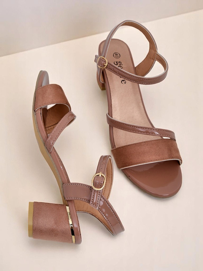 Royalfashion Sandales vernies à talon bas Grace Gloss pour femmes
