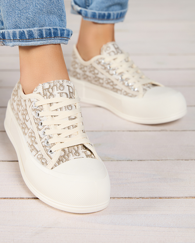 OUTLET Baskets à plateforme pour femmes à motifs de couleur beige Berika - Footwear