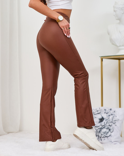 Royalfashion Marron legging éco-cuir femme a'la bells
