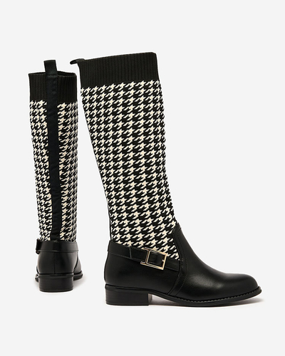 Royalfashion Bottes montantes noires pour femme avec motif pepite Aledive