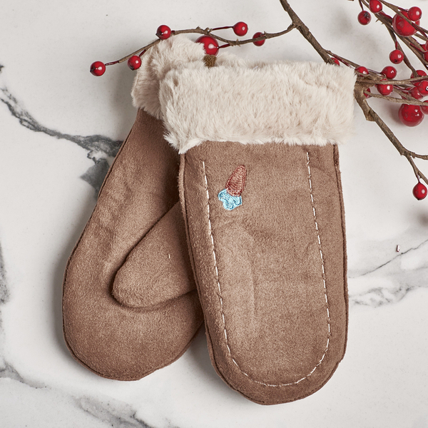 Mitaines enfant marron sur ficelle et avec mitaines - Mitaines