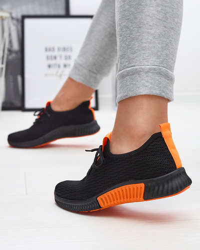 Chaussures de sport noires pour femmes avec inserts orange Keteti - Chaussures