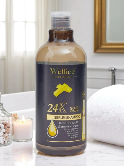 Shampoo professionnel pour cheveux à la kératine et à l'or 24K – Hydratation intensive et lissage des cheveux 5 en 1