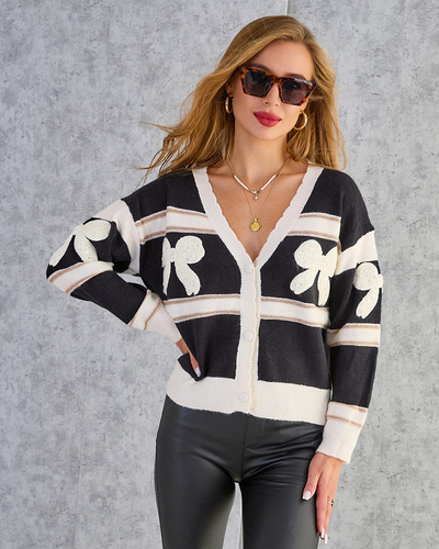 Royalfashion Unbuttoned Women's Striped Sweater