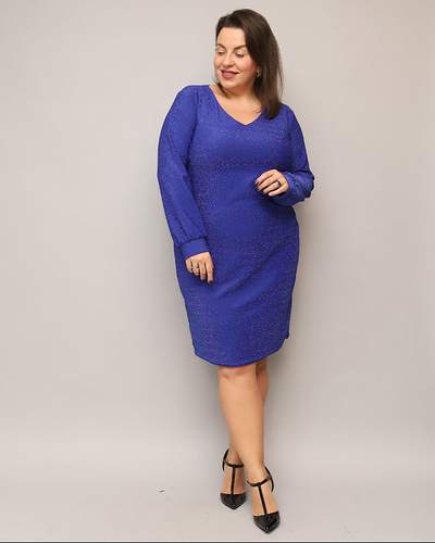 Royalfashion Robe pailletée pour femme avant le genou en bleu marine PLUS SIZE