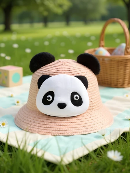 Royalfashion Chapeau de paille pour enfants Panda