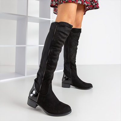 Cuissardes noires à talons plats de Gaglioli - Chaussures