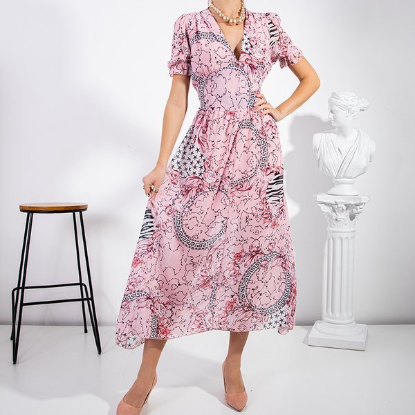 Robe longue rose pour femme - Vêtements