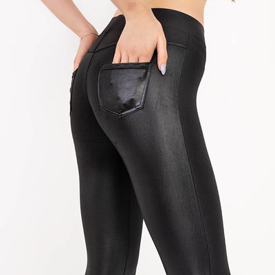 Tregging noir femme en éco-cuir - Vêtements