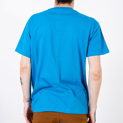 T-shirt homme en coton bleu avec imprimé - Vêtements