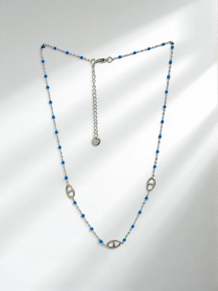Collier Argenta Bluette – acier inoxydable et perles Azzurra