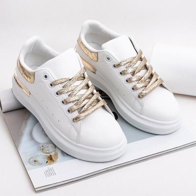 Chaussures de sport pour femmes blanches et dorées Pamelia - Vêtements