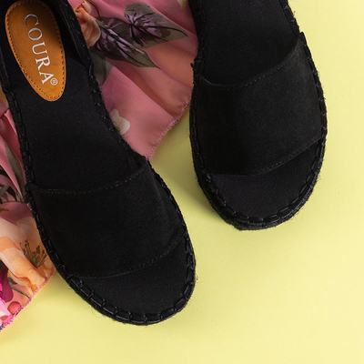 OUTLET Sandales noires pour femmes sur la plateforme Sitra - Footwear