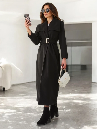 Manteau maxi royalfashion pour femmes avec ceinture