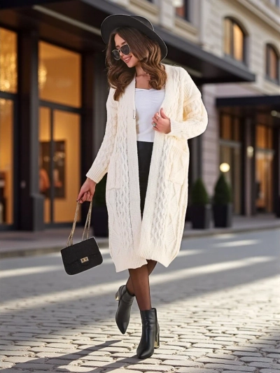 Royalfashion Pull style poncho pour femme en tricot