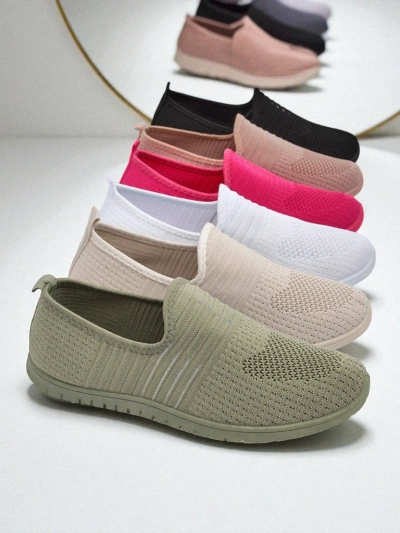 Mocassins pour femmes Hypatia Verde en tissu à enfiler avec semelle plate