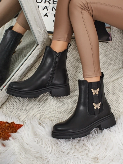 Bottines Bravelle en cuir écologique pour femmes avec papillons