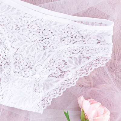 Culotte femme grande taille en dentelle blanche - Sous-vêtements
