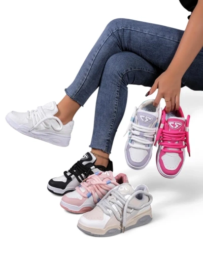 Royalfashion Baskets de sport pour femmes avec des lacets décoratifs Clesiv