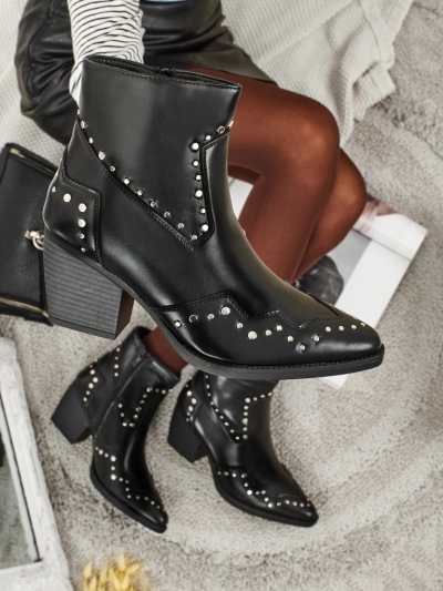 Bottines santiags à talons avec strass Glaciere