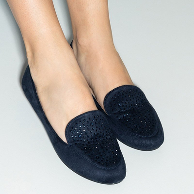 Mocassins femme bleu marine avec zircones cubiques par Felisa - Footwear