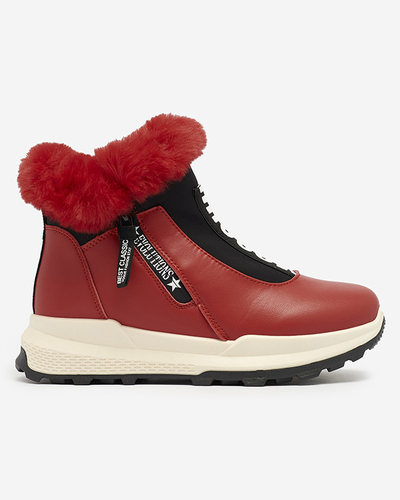 Bottes rouges isolées pour femmes avec fourrure Scherr- Footwear