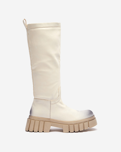 Bottes mi-mollet Astaroth pour femmes crème - Chaussures