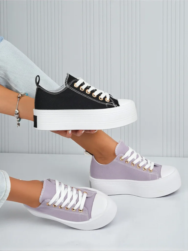 Baskets violettes pour femmes Callista sur plateforme – été/automne, talon plat