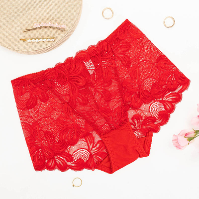 Culotte en dentelle rouge GRANDE TAILLE pour femme - Sous-vêtement