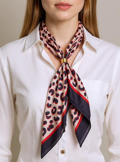 Apollonia – foulard pour femmes en polyester avec motif léopard, beige et noir