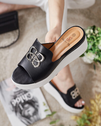 Royalfashion Tongs Sailme pour femme sur peau de chèvre