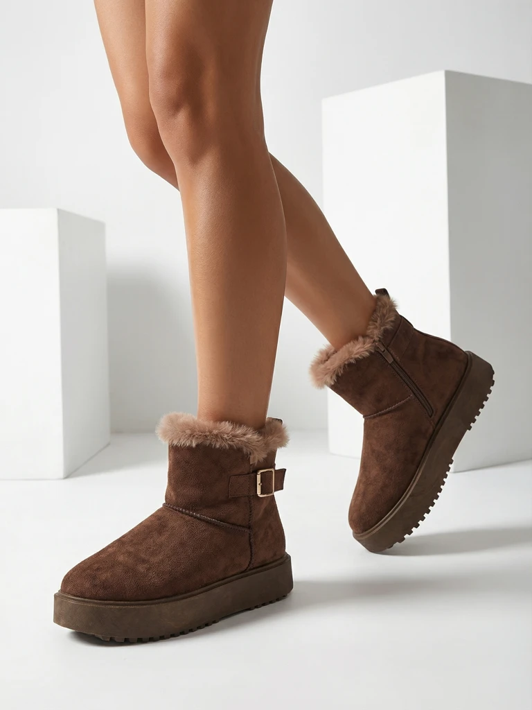 Royalfashion Bottes courtes style bottes de neige pour femmes Winter Crest